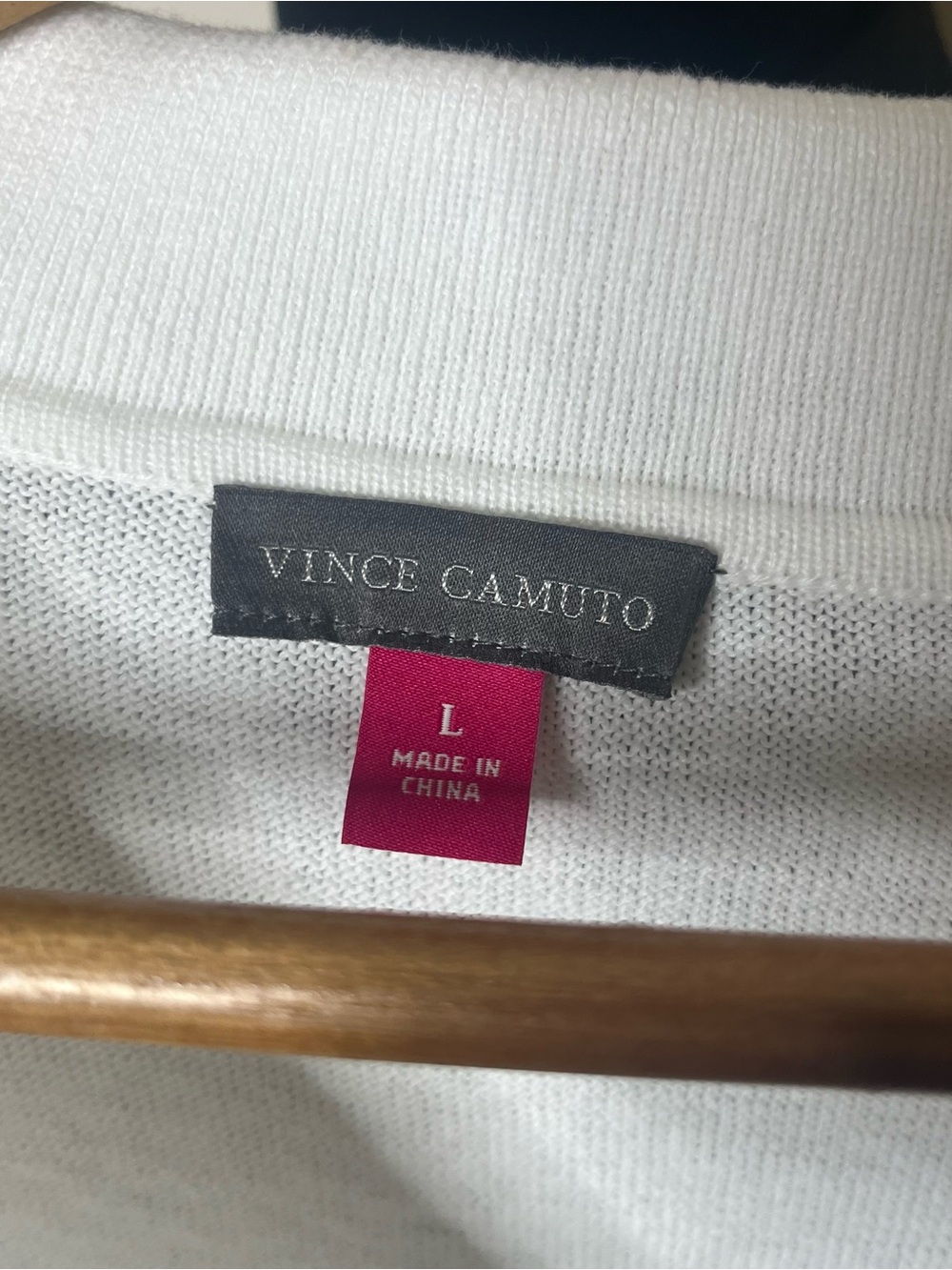 Vince Camuto Whiye V-Neck Polo Collar Women's Pullover Knit Sweater Sz L - Picture 2 of 8